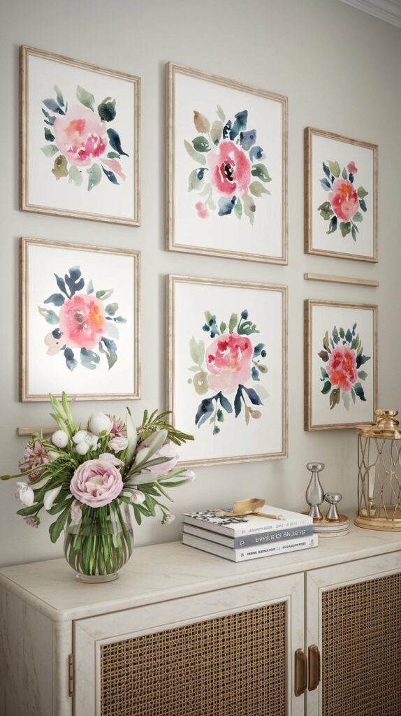 hang floral artwork