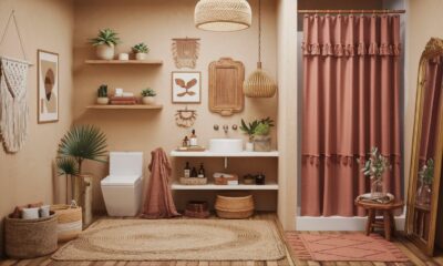 a cozy boho bathroom