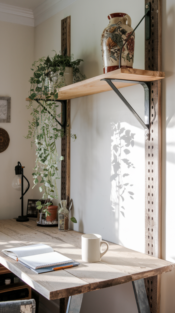 add a touch of greenery to farmhouse home office