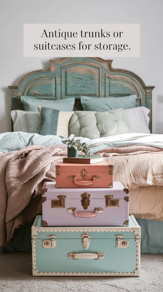 antique trunks or suitcases for storage