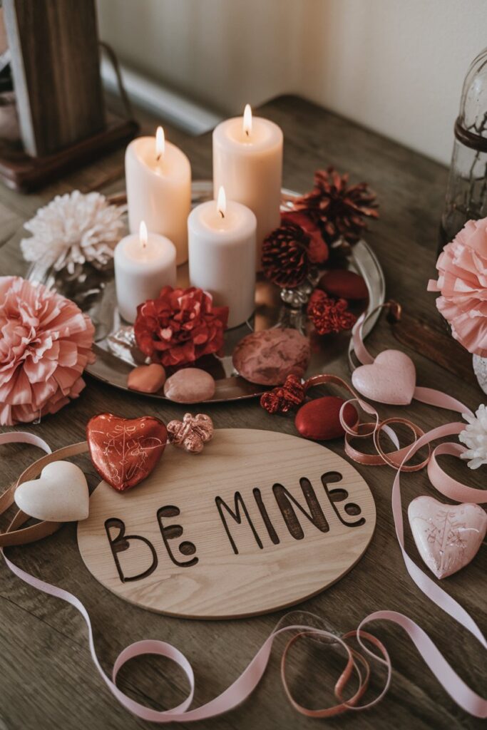 diy candle centerpiece for valentines day