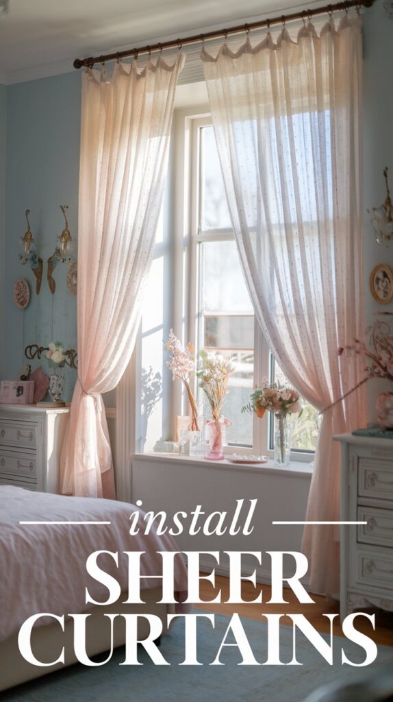 install sheer curtains