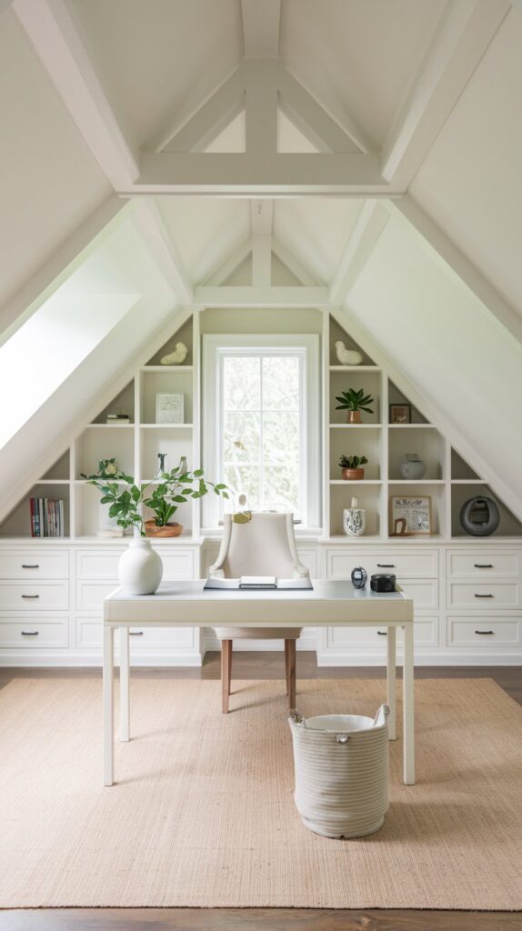 light and airy attic home office