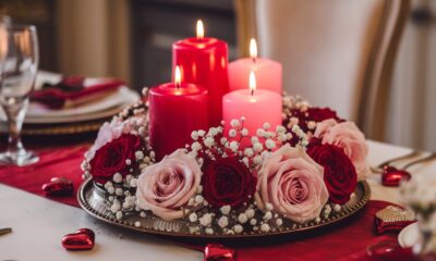 romantic candle centerpiece with roses