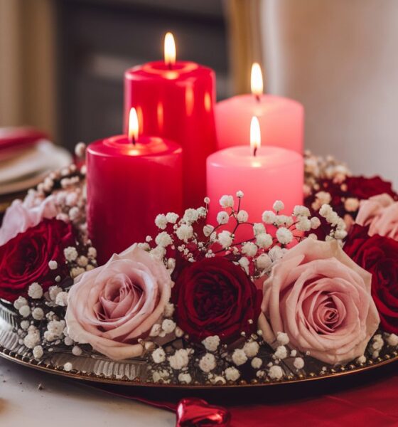 romantic candle centerpiece with roses