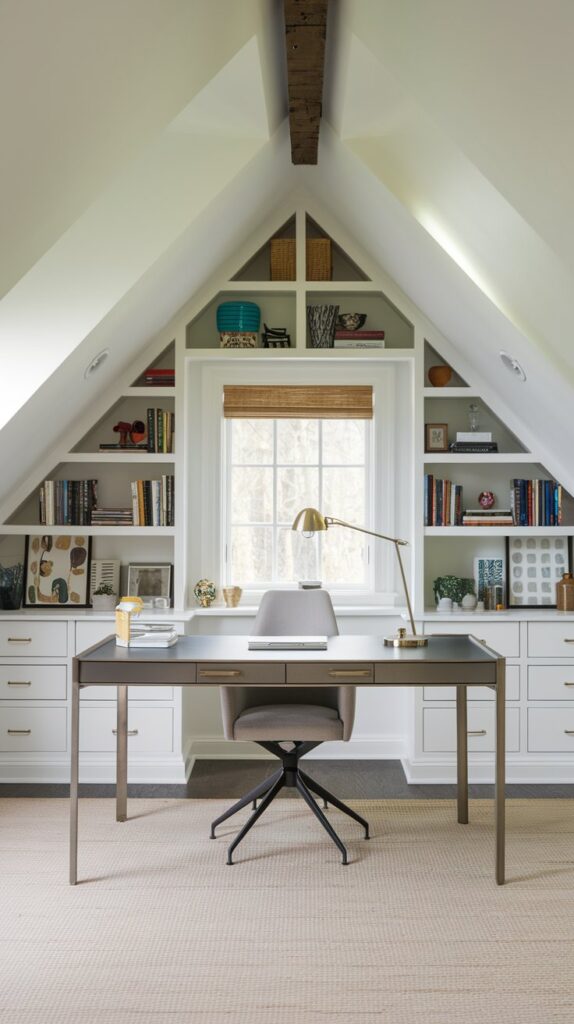 smart storage in attic home office