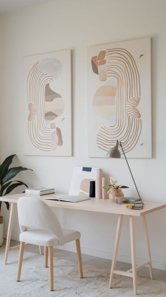 light tones and abstract shapes