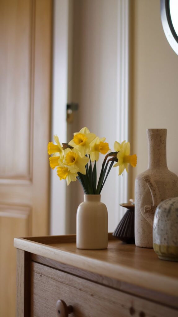 place flowers on your entryway table