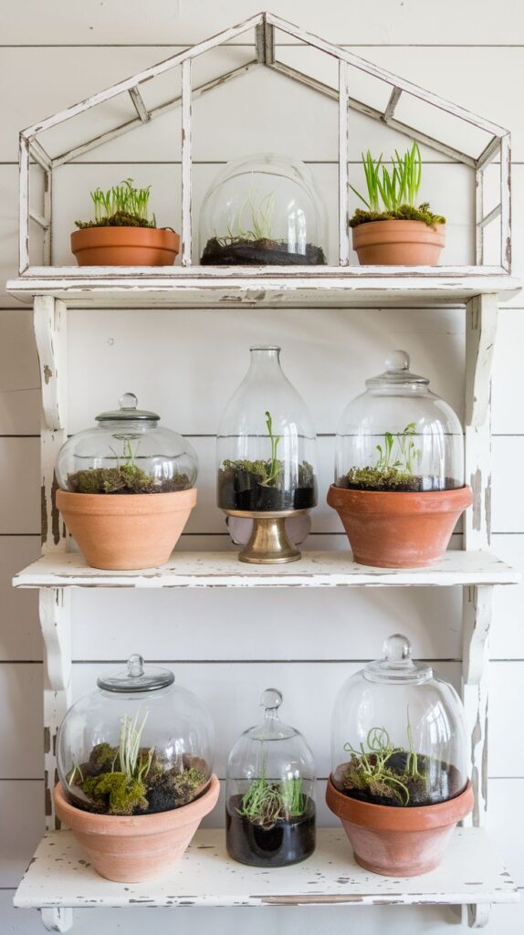 farmhouse greenhouse inspired shelf