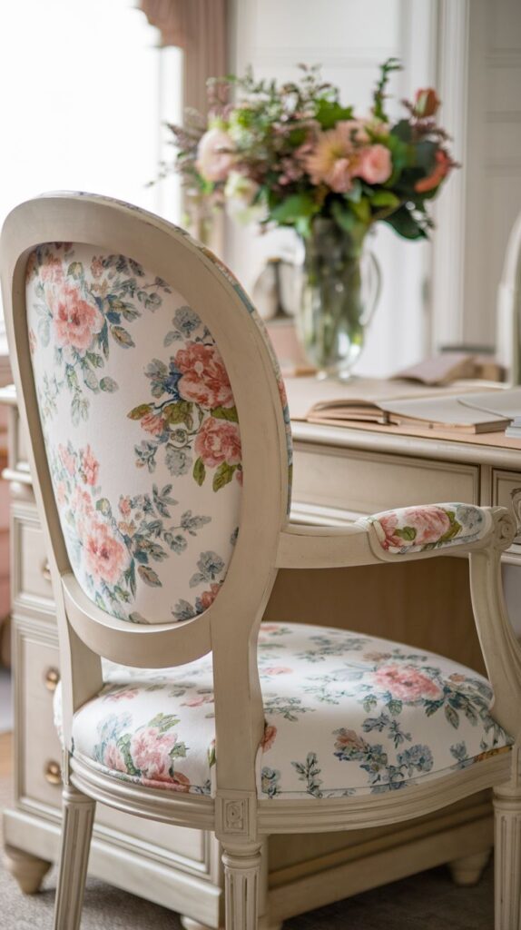 floral upholstered desk chair