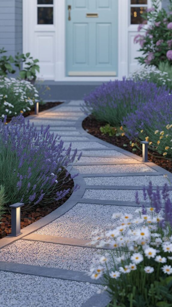 curved pathway for front yard landscaping ideas