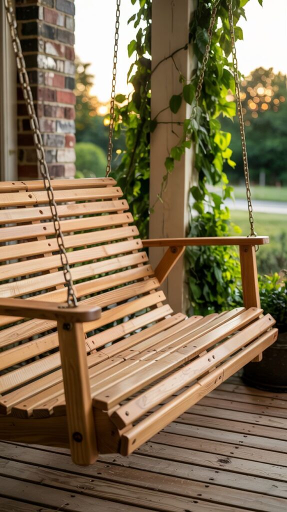 porch swing seat slats spaced for drainage
