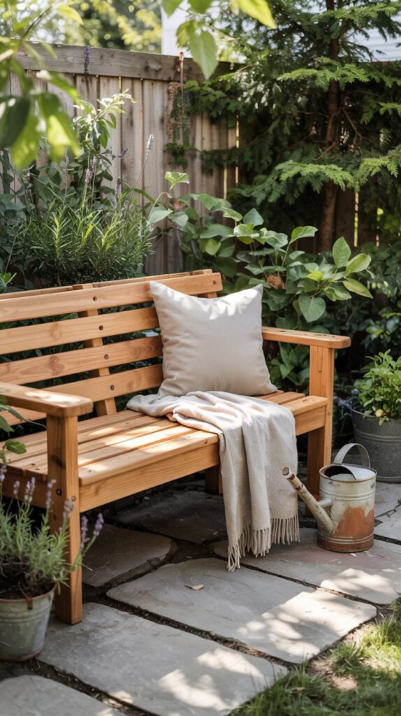 completed homemade diy wooden bench