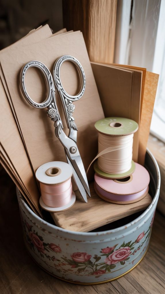 create a tool station with scissors and ribbon