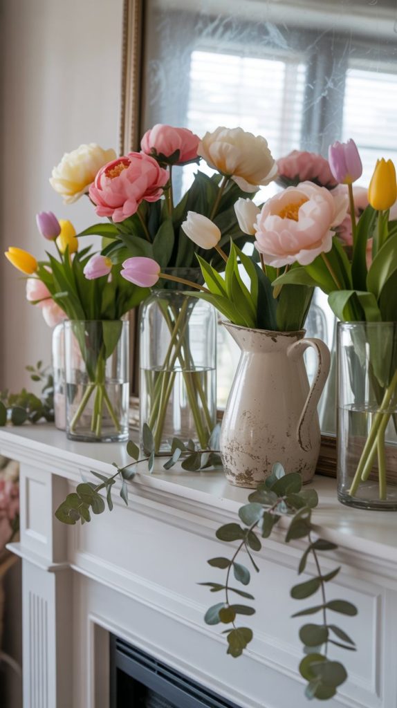 fresh florals that make your mantel feel like a garden
