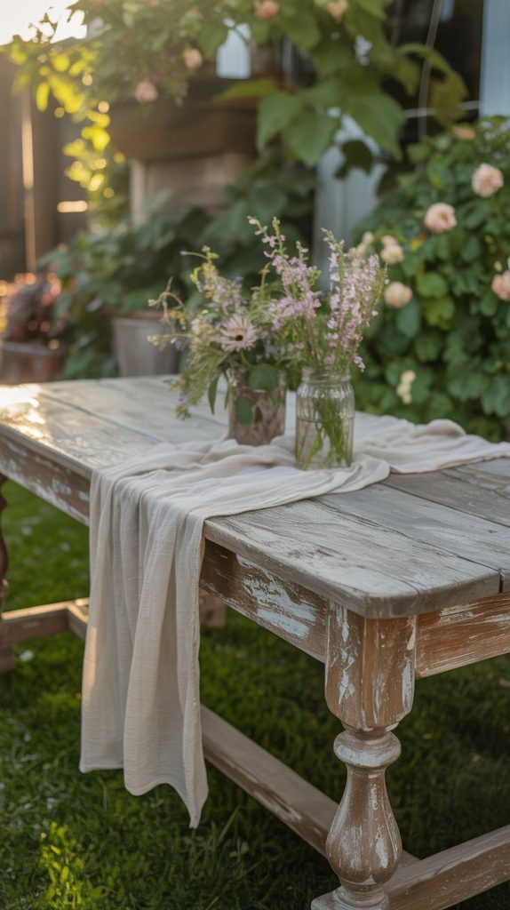 set up a rustic wooden table as your base