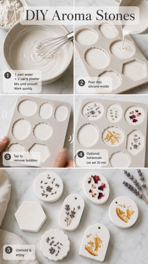 diy aroma stones with botanicals