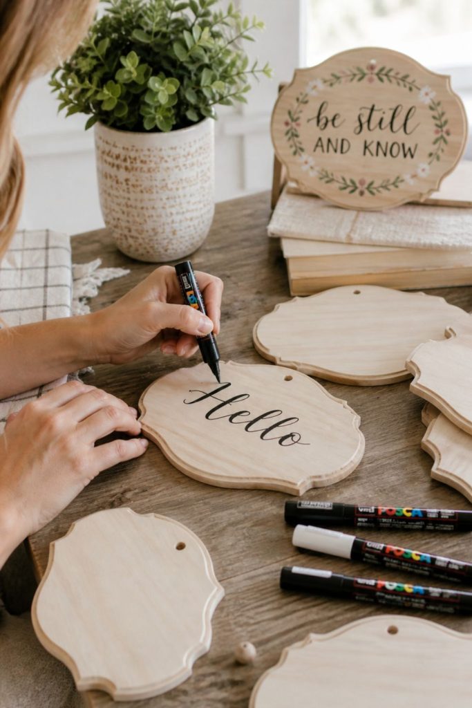 hand lettered wooden signs for wall art