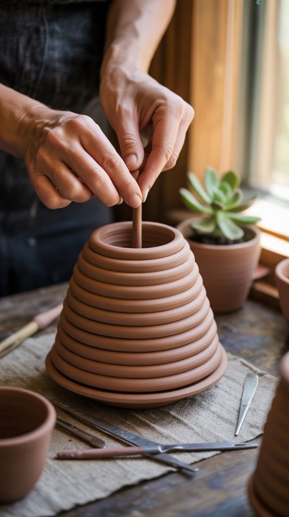 coiled flower pot