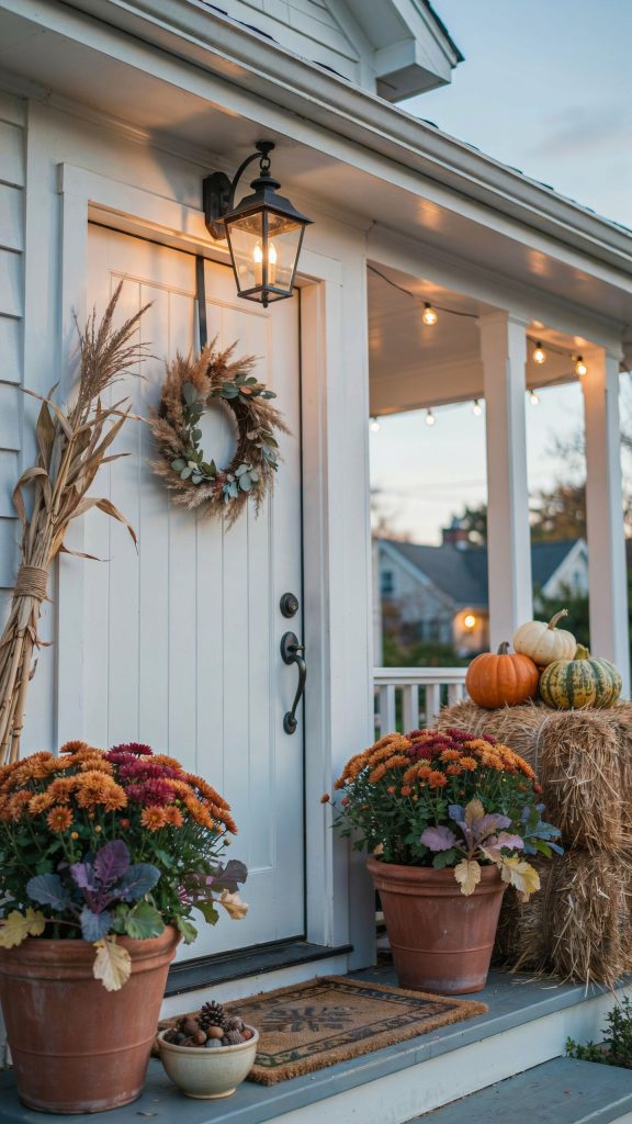 carry your thanksgiving decor ideas onto the front porch