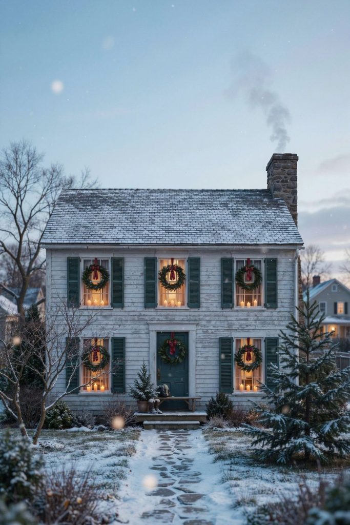 dress your windows with wreaths and candles