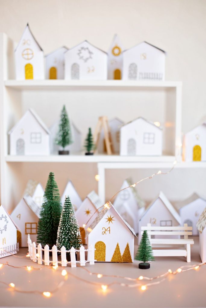 glittery putz house village