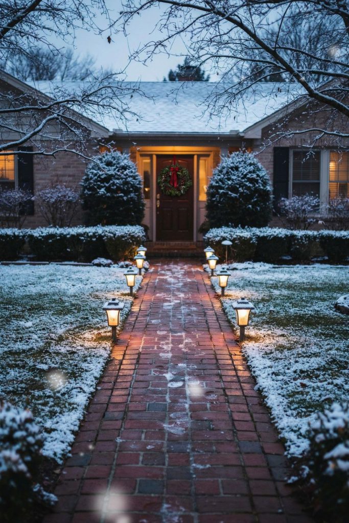 line the walkway with stakes that look good unlit