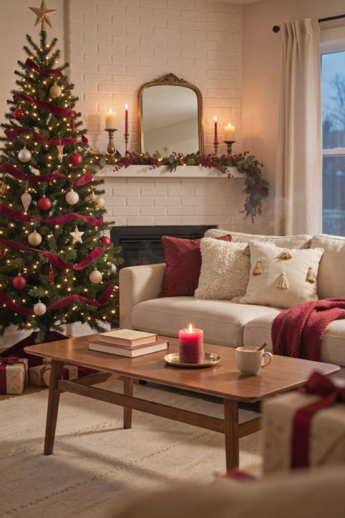 living room christmas decor color story