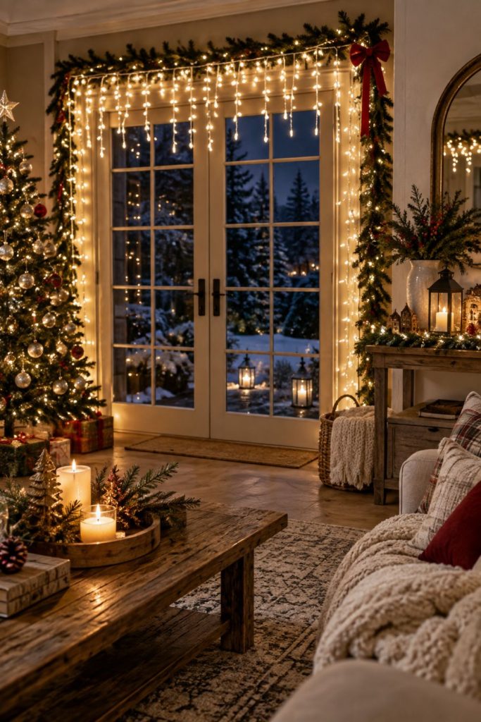 string christmas lights indoors and out
